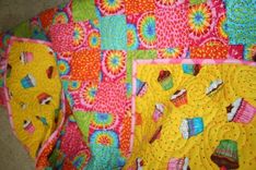 Bright Multi-Colored Tye-Dye And Leopord Print Girl's Quilt With Cup Cake Backing 5 small