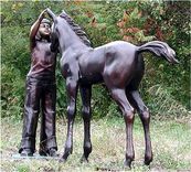 Bronze Girl & Foal Sculpture | Life Size Custom Statues & Sculptures - Lost Wax Casting 1 small
