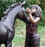 Bronze Girl & Foal Sculpture | Life Size Custom Statues & Sculptures - Lost Wax Casting 2 small
