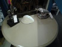 At The Robin's Nest In Warner Robins Ga Little Round Maple Wood Table 4 small