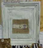 Large Chunky Distressed Wood Frame With Fur, Vintage Earring,Burlap 1 small