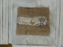 Large Chunky Distressed Wood Frame With Fur, Vintage Earring,Burlap 2 small