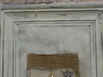 Large Chunky Distressed Wood Frame With Fur, Vintage Earring,Burlap 3 small