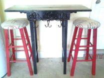 Custom Built Pub Table For 2 With Bar Stools 1 small