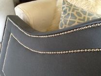 Upholstered Arched Headboard, Charcoal Linen, Silver Nailhead 3 small
