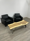 Rustic Coffee Table, Black Gum Coffee Table, Live Edge Coffee Table,  A Legs, Sawhorse 3 small