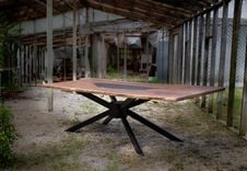 Walnut And Black Epoxy Single Slab Dining / Conference Table 1 small