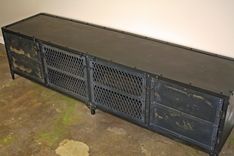 Modern Media Console, Industrial Credenza, All Steel Tv Stand, Rustic Entertainment Center 1 small