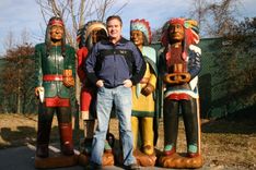 Wood Sculpture Tobacco Indian Advertising Statue Mascot Bronze & Carved Wood 8 small
