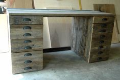 Reclaimed Oak Wood Desk 1 small