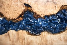 Maple Burl Sodalite Modern Rustic Coffee Table 4 small