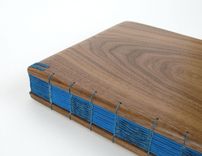 Wood Guest Book -Black Walnut - Custom Fall Wedding Personalized Fall Blue Brown Rustic 1 small