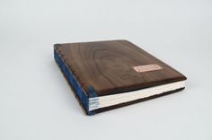 Wood Guest Book -Black Walnut - Custom Fall Wedding Personalized Fall Blue Brown Rustic 2 small