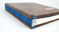 Wood Guest Book -Black Walnut - Custom Fall Wedding Personalized Fall Blue Brown Rustic 3 small
