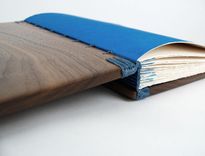 Wood Guest Book -Black Walnut - Custom Fall Wedding Personalized Fall Blue Brown Rustic 4 small