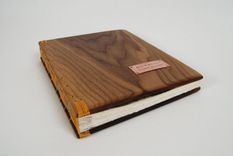 Wood Guest Book -Black Walnut - Custom Wedding Personalized Fall Yellow Brown Rustic 2 small
