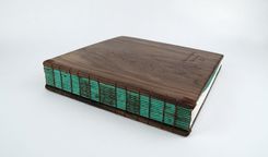 Custom Anniversary Photo Album Unique Wood Book In Black Walnut- Teal Blue Brown Forest Woodland Large Personalized 1 small