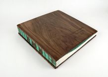 Custom Anniversary Photo Album Unique Wood Book In Black Walnut- Teal Blue Brown Forest Woodland Large Personalized 3 small