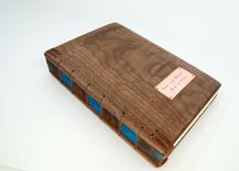 Wedding Guest Book With Black Walnut Wood Covers - Custom Fall Wedding Personalized Brown Blue 1 small