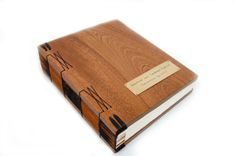 Mahogany Guest Book With Wood Covers - Custom Wedding Personalized Anniversary Gift 4 small