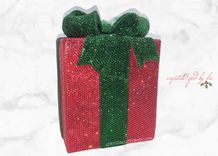 Decorative Genuine European Crystal Christmas Box Display Red Green Bling Decor Bedazzled Holiday 1 small