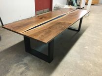 Book-Matched Black Walnut, Resin, And Steel Conference Table 3 small