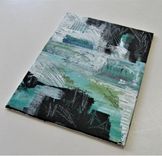 Small Green Original Abstract Painting, 5" X 7" 5 small