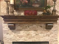 Fireplace Mantel Traditional Dental Molding Snake River Design With Corbels Stained Dark Walnut 3 small
