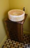 Vanity Of Claro Walnut With Live Edges And Finger Joints. 2 small