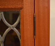 Sapele Bookcase With Reclaimed Leaded Glass Doors 4 small