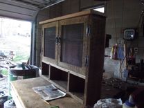 Barnwood Liquor Cabinet With Cubbies 1 small