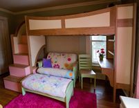 Girl's Twin Loft  / Bunk Bed With Stairs, Futon And Desk 1 small