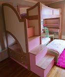 Girl's Twin Loft  / Bunk Bed With Stairs, Futon And Desk 2 small