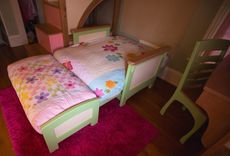 Girl's Twin Loft  / Bunk Bed With Stairs, Futon And Desk 4 small