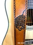 Hand Tooled Lion Adjustable Leather Guitar Strap 4 small
