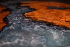 Redwood And Blue Epoxy Coffee Table With Powder Coated Steel Base 6 small