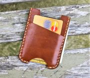 Handmade Leather Minimalist Wallet Minus Wickett And Craig Buck Brown Harness Money Clip 1 small