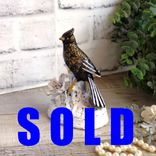 Courtly Song Bird Decor Black White Stripe Decor Bird Figurine 1 small