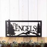 Personalized Family Last Name Metal Outdoor Sign, Rocky Mountain Range Scene Wall Art, Custom Rustic Farmhouse Style Driveway Steel Plaque 1 small