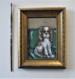 Original Gold Framed King Charles Cavalier Spaniel Dog Painting, 7 1/4" X 9 1/2" 4 small