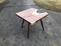 Midcentury Live Edge Walnut Side Table 4 small