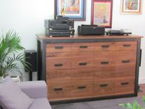 Walnut And Steel Record Storage Cabinet 3 small