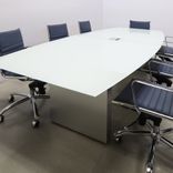 Boat Shape Custom Conference Table, Tempered Glass Top - Omaha Meeting Table 5 small