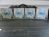 Handmade Crab Theme Ceramic Coasters 1 small