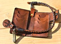 Handmade Leather Biker Wallet Vegetable Tanned The Mandalorian Brown 5 small