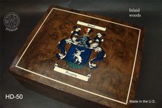 Handcrafted Humidor With Inlaid Family Crest Hd50 With Free Shipping. 2 small