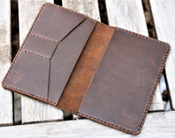 Handmade Cover For Field Notes Card Wallet Scribo Horween Leather Football Brown 3 small