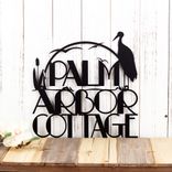 Personalized Metal House Name Sign with Heron, Sunrise and Cattails 1 small
