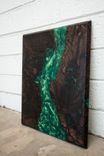Walnut Live Edge W/ Emerald-Gold Color Shift Resin River Art, Cheeseboard/Cuttingboard/Lazy Susan 1 small