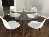 Walnut "Teepee" Table Base For 48 Inch Diameter Glass Tabletop 1 small